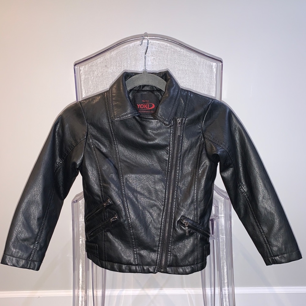 Yoki girls black leather jacket